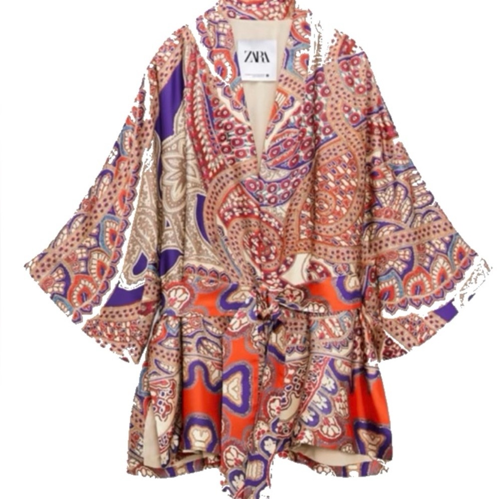 Zara Paisley Tie-Front Kimono NWT